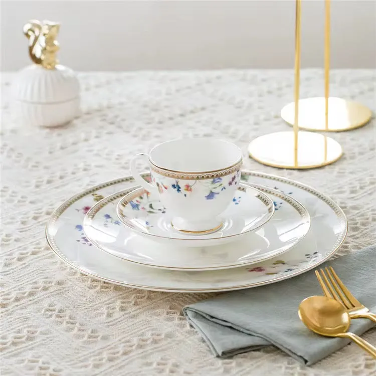 الأزهار صائق مجموعات أواني السيراميك - Floral Decal Colorful Ceramic Dinnerware