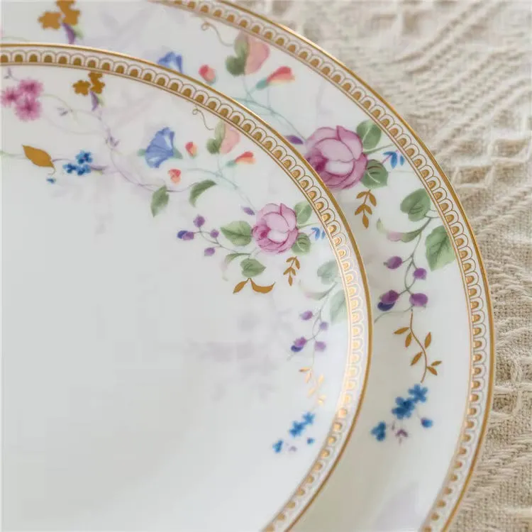 الأزهار صائق مجموعات أواني السيراميك - Floral Decal Colorful Ceramic Dinnerware