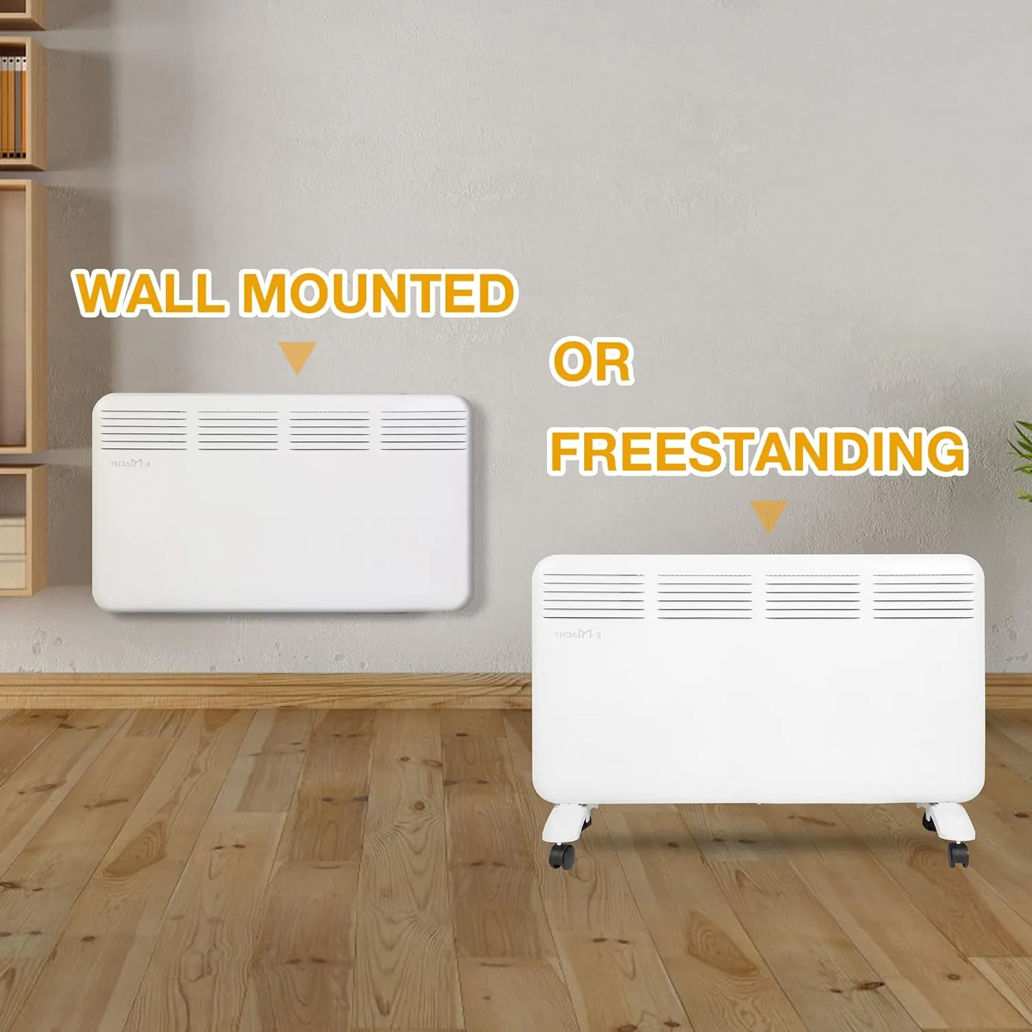 1500W Electric Convection Heater Space Heaters Freestanding /Wall Mounted Floor Heater with Thermostat