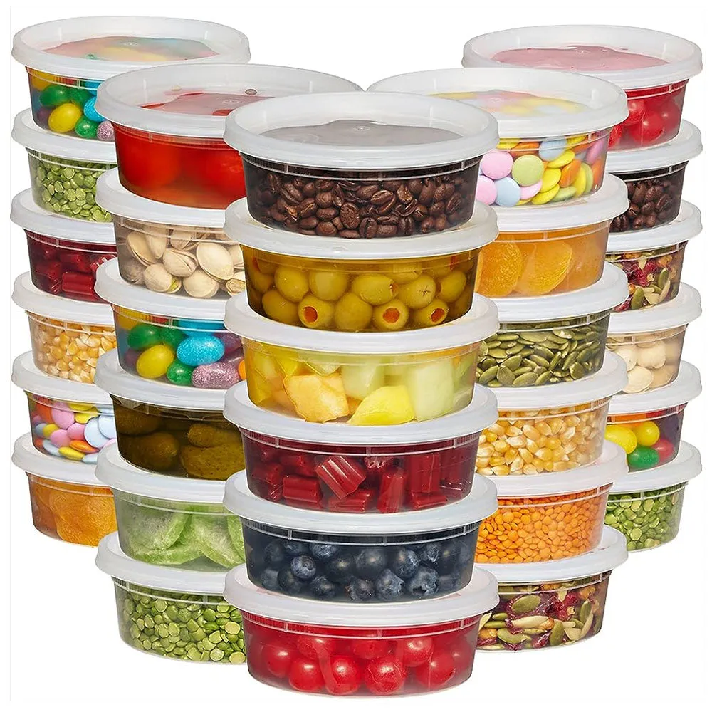24 Ct Deli Containers w/ Lids 8oz Leakproof Plastic Meal Prep Clear Food Storage