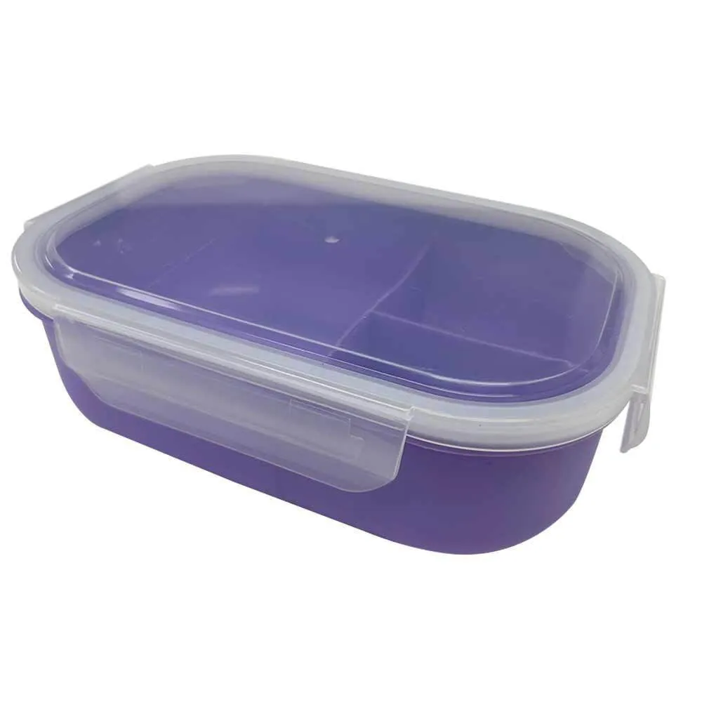 3 Locking Lid Food Storage Containers Airtight Meal Prep 3 Section Divided Plate