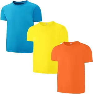 3-Pack Kids/Boys/Youth Mesh Athletic Quick Dry Shirts Youth Activewear Moisture Wicking Short Sleeve T-ShirtsAge 4-15Years