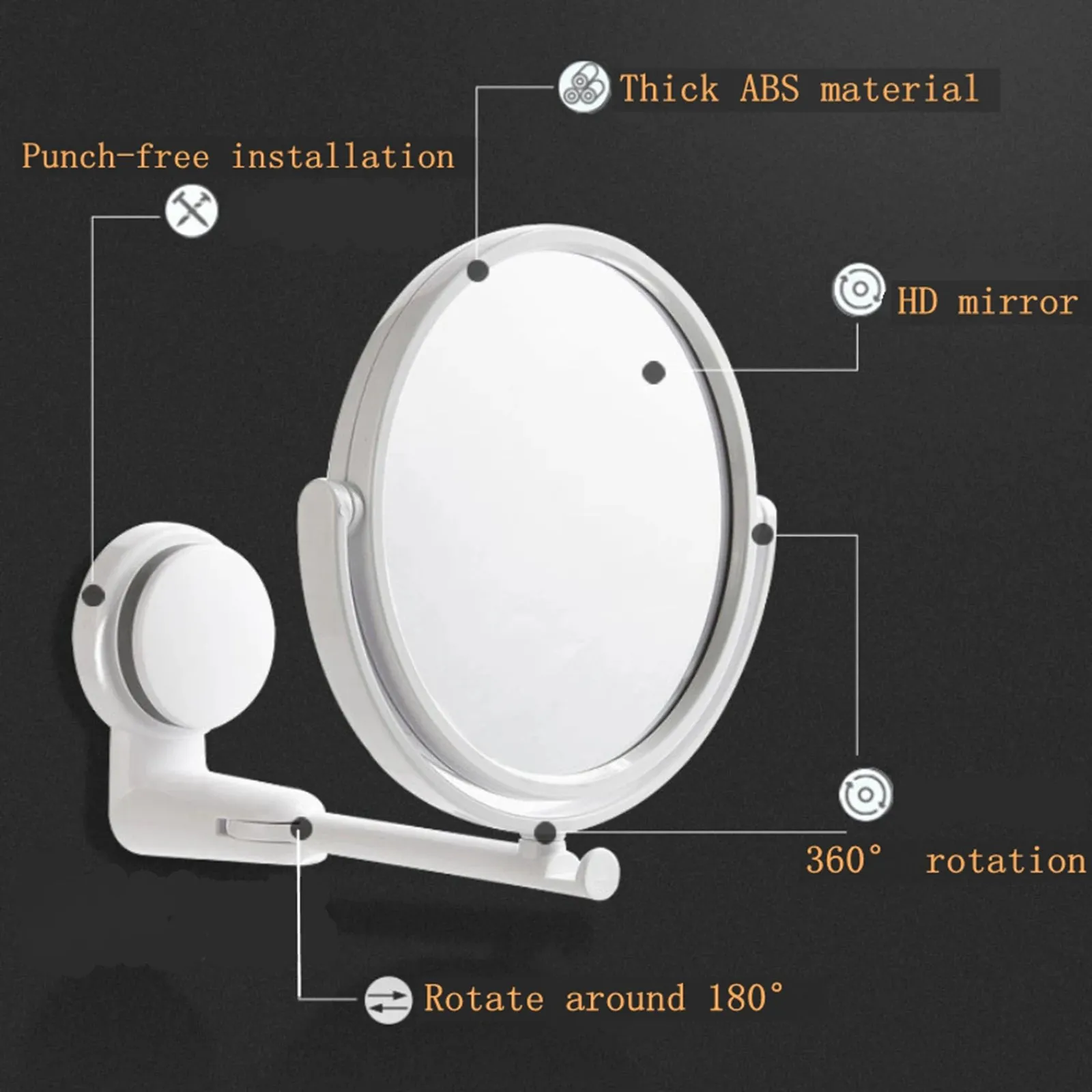 360 Adjustable Drill-Free Makeup Mirror