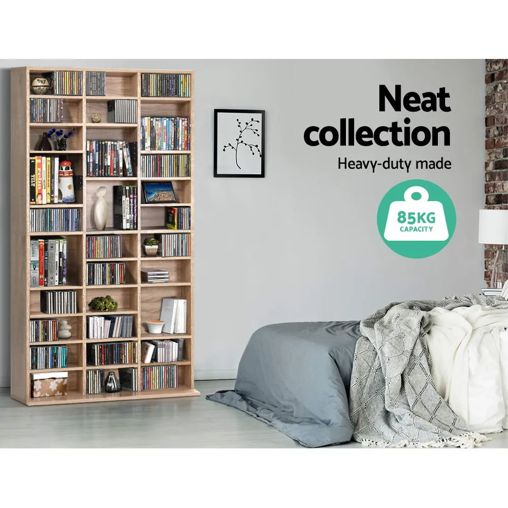 528 DVD / 1116 CD Oak Storage Media Rack Shelf