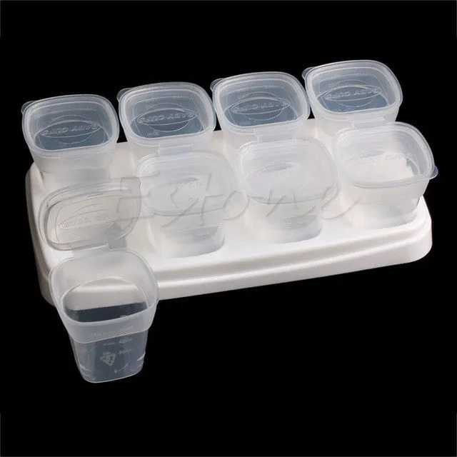 8 Piece Baby Block Set Baby Food Containers Sprout Cups Reusable Stackable Storage Cups with Tray A20071