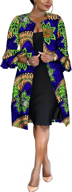 African Women Coat Ankara Print Long Jacket Tops Wax Dashiki Clothes