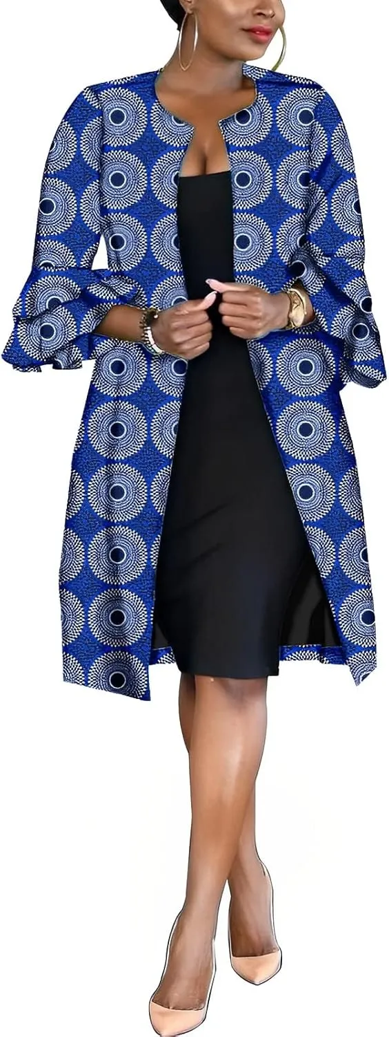 African Women Coat Ankara Print Long Jacket Tops Wax Dashiki Clothes