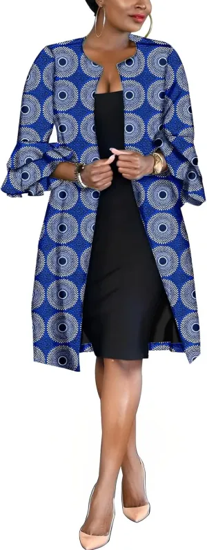African Women Coat Ankara Print Long Jacket Tops Wax Dashiki Clothes