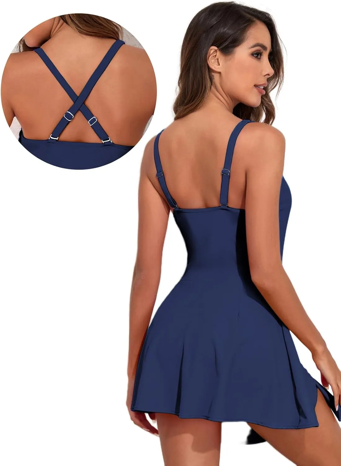 Aleumdr One Piece Swimdress Swimsuits for Women Tummy Control Tie Knot Swim Dresses Skirt Bathing Suit