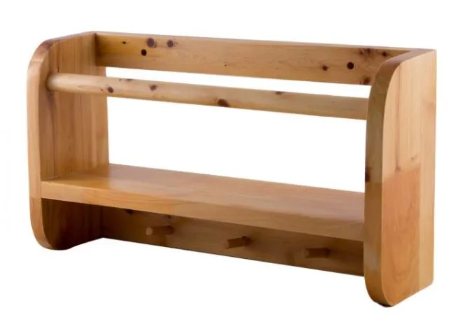 ALFI brand AB5508 18" Wall Mounted Wooden Shelf & Hooks Bathroom Accessory