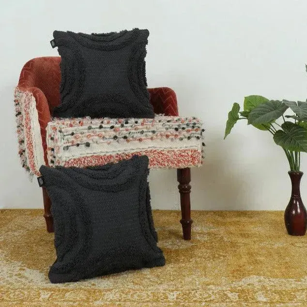 Arc Pattern Tufted Cotton Cushion Covers | Set of 2 | 16 x 16 inches