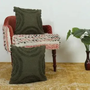 Arc Pattern Tufted Cotton Cushion Covers | Set of 2 | 16 x 16 inches