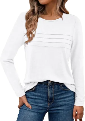 AUTOMET Long Sleeve Shirts for Women Pleated Dressy Casual Business Blouses Trendy Fashion Tunic Basic Tops