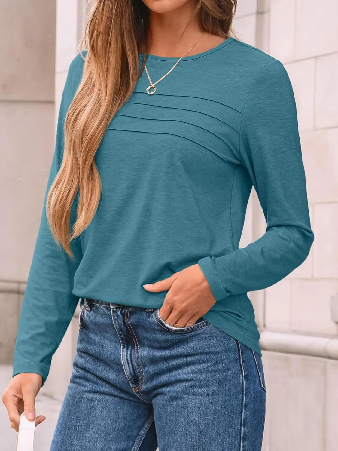 AUTOMET Long Sleeve Shirts for Women Pleated Dressy Casual Business Blouses Trendy Fashion Tunic Basic Tops