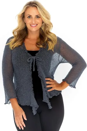 Back From Bali Womens Plus Size Sheer Ruffle Shrug Lightweight Bolero Cardigan Arm Cover 2X 3X 4X