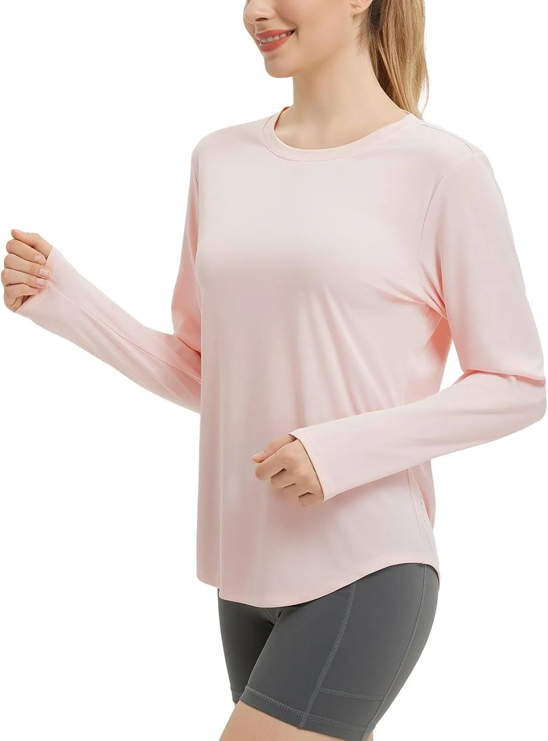 baleaf Long Sleeve Workout Tops for Women Sun Protection Shirts Running Athletic Lightweight UPF50  Quick Dry