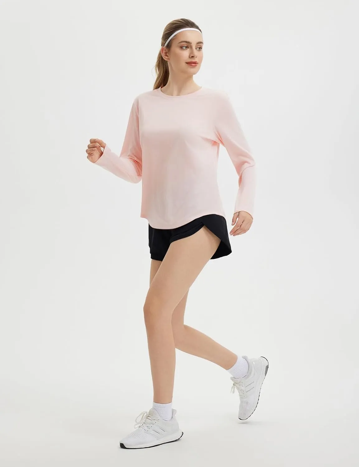 baleaf Long Sleeve Workout Tops for Women Sun Protection Shirts Running Athletic Lightweight UPF50  Quick Dry