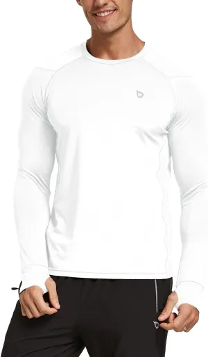 baleaf Men's Long Sleeve Running Shirts with Thumbholes Quick Dry Athletic Shirt Workout Training Top