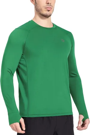 baleaf Men's Long Sleeve Running Shirts with Thumbholes Quick Dry Athletic Shirt Workout Training Top