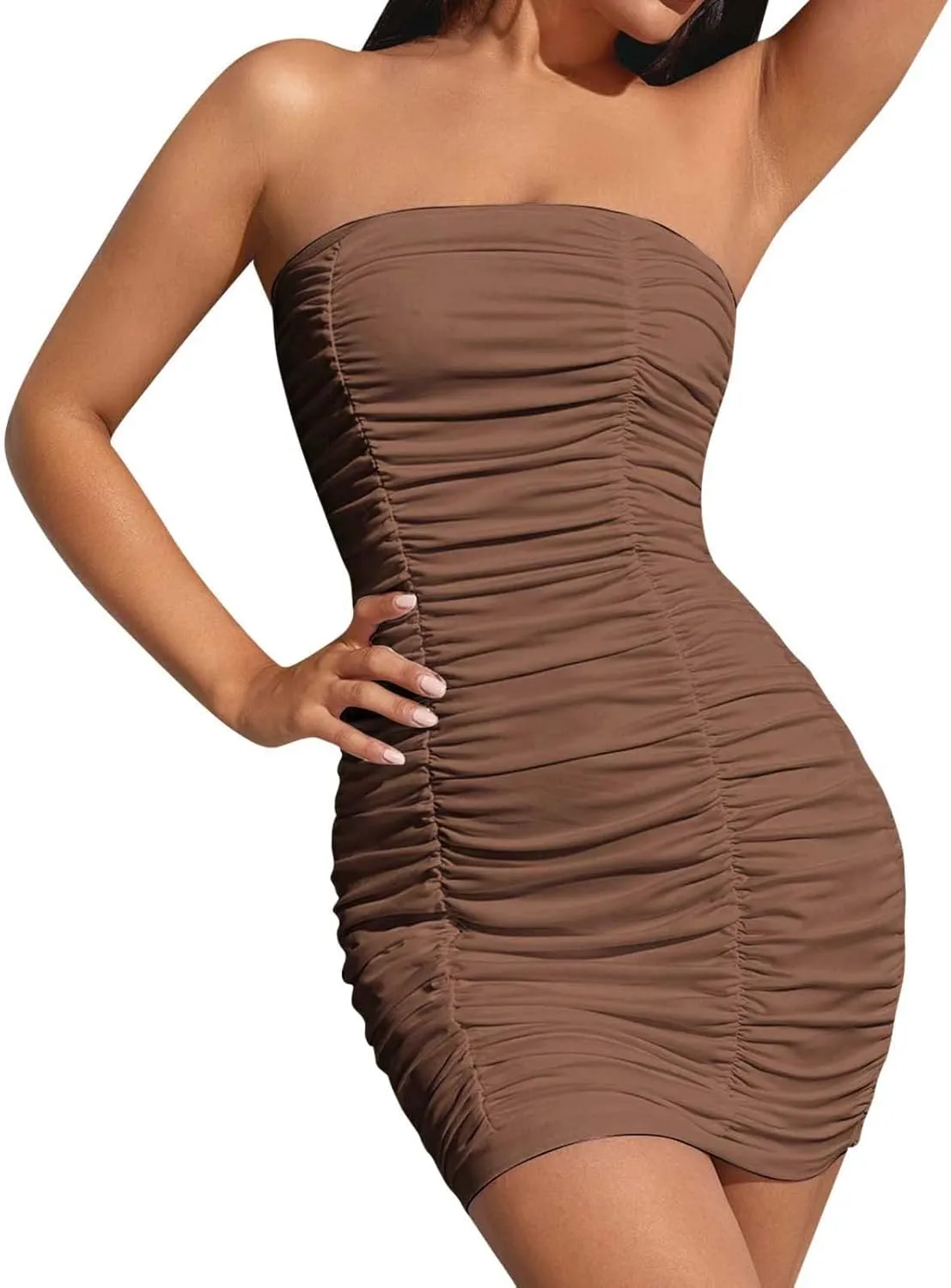 Beach Dresses for Women,2025 Summer Strapless Homecoming Sundress Satin a Line Short Prom Dresses with Pockets