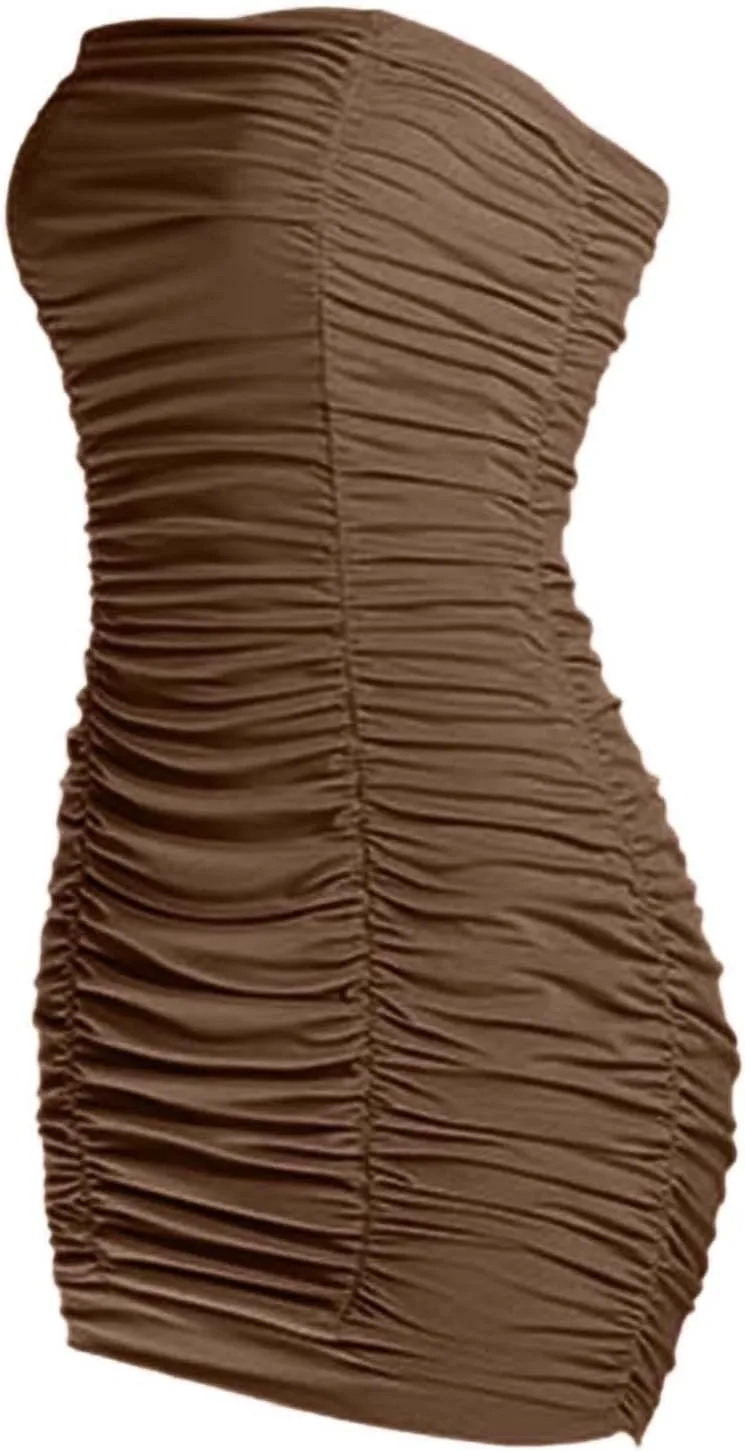 Beach Dresses for Women,2025 Summer Strapless Homecoming Sundress Satin a Line Short Prom Dresses with Pockets