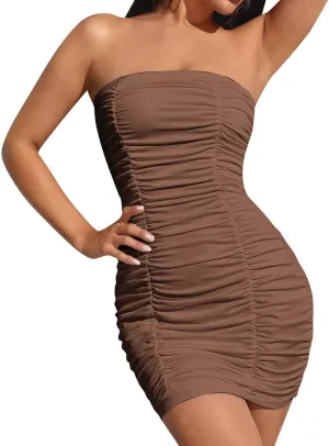 Beach Dresses for Women,2025 Summer Strapless Homecoming Sundress Satin a Line Short Prom Dresses with Pockets