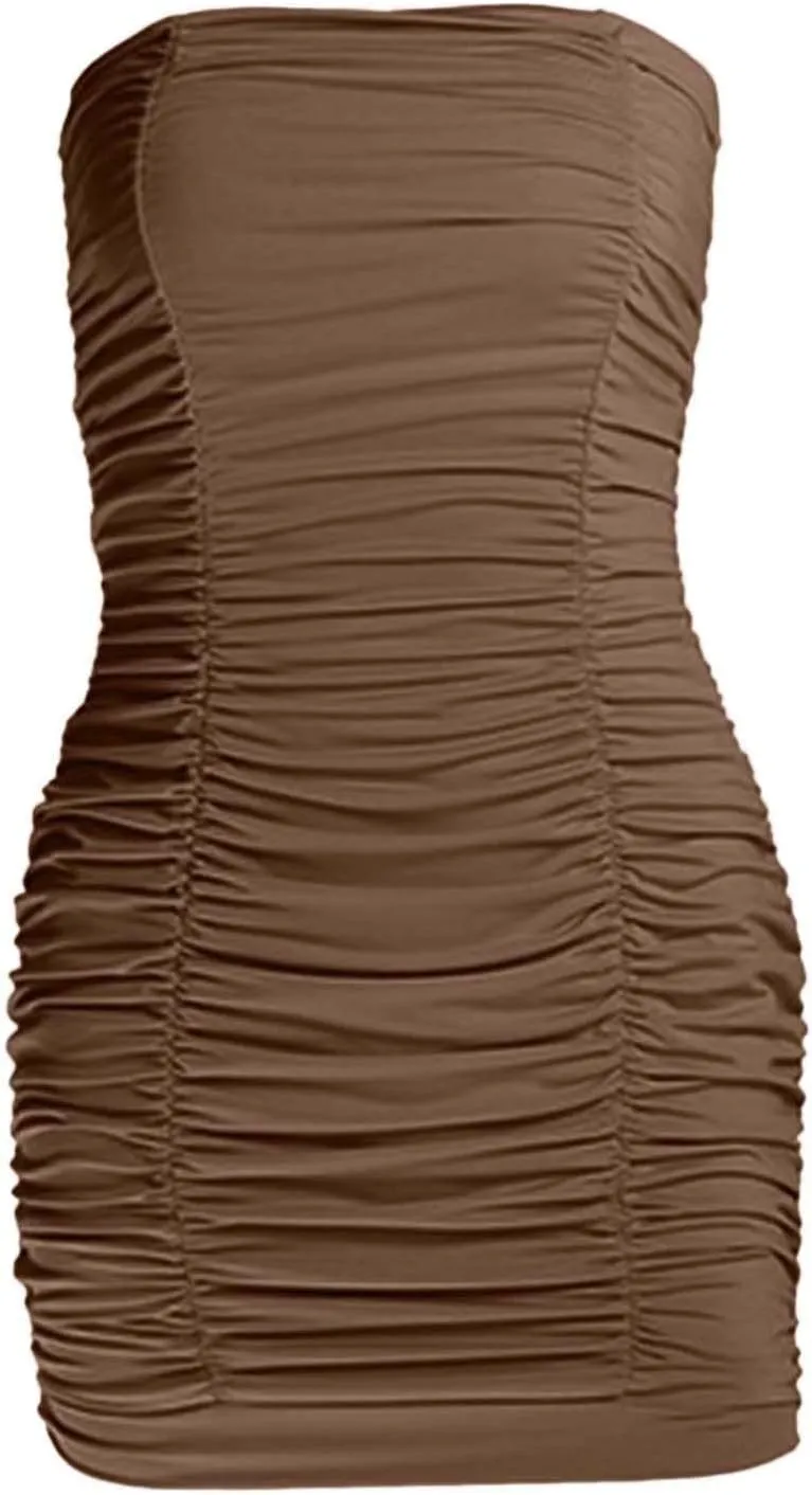 Beach Dresses for Women,2025 Summer Strapless Homecoming Sundress Satin a Line Short Prom Dresses with Pockets
