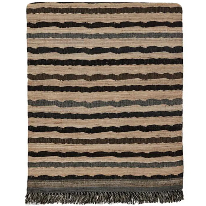 Bedcover<br />Ocean Stripe Charcoal<br />Wool & Tussar Silk