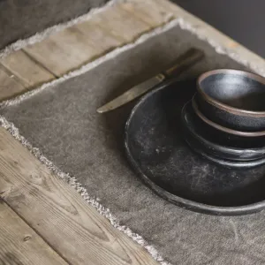 Belgian Washed Linen Placemat - Cafe Noir