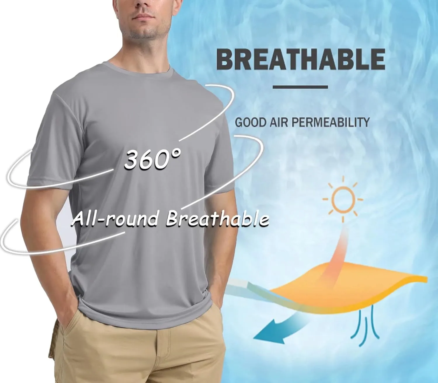 BIYLACLESEN Men's Sun Protection Short Sleeve T-Shirt UPF 50  Breathable Quick-Dry Performance Shirts Athletic Runing Top