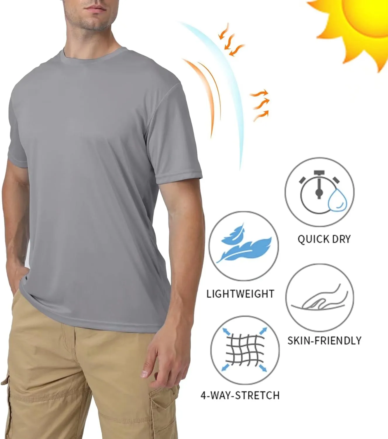 BIYLACLESEN Men's Sun Protection Short Sleeve T-Shirt UPF 50  Breathable Quick-Dry Performance Shirts Athletic Runing Top