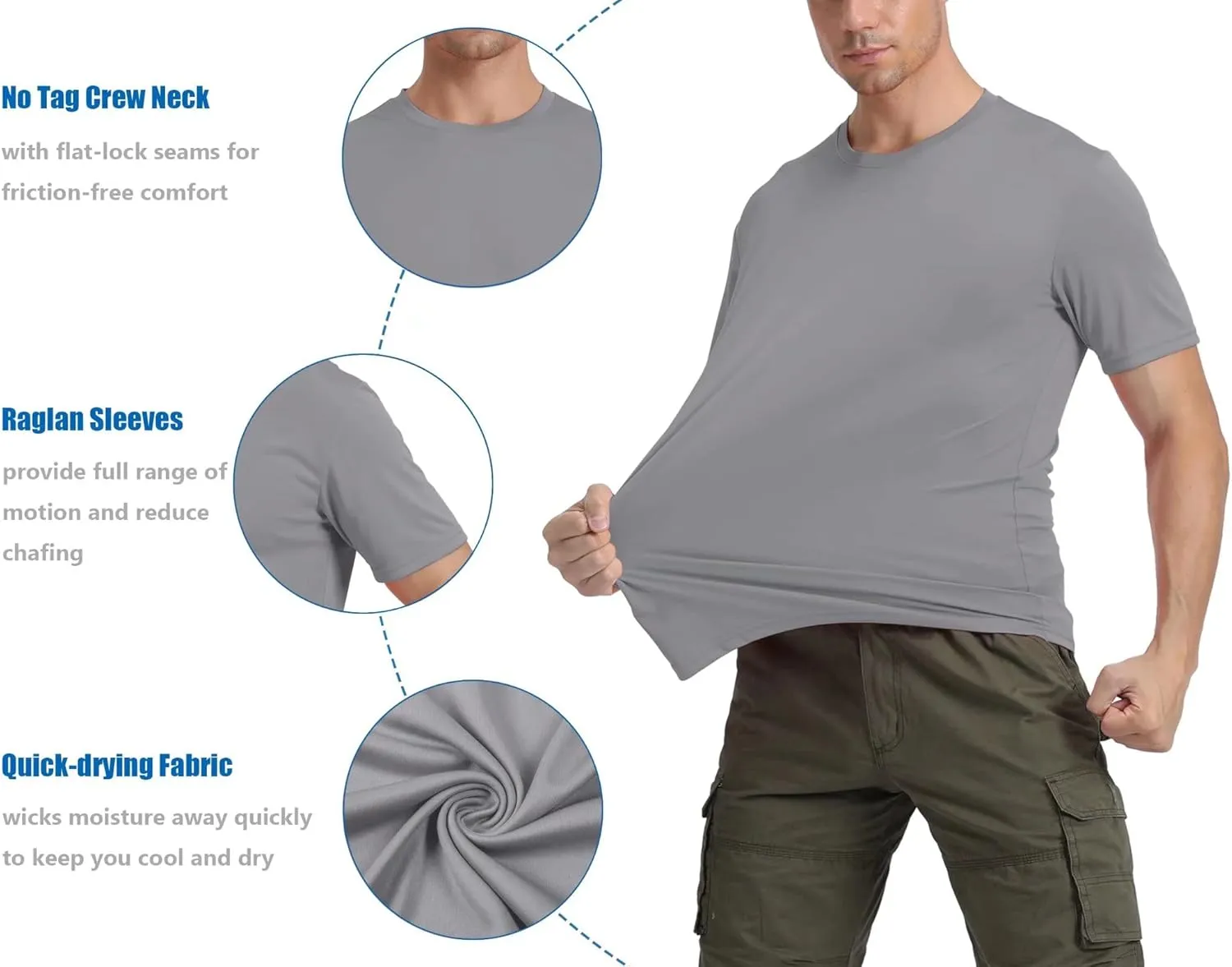 BIYLACLESEN Men's Sun Protection Short Sleeve T-Shirt UPF 50  Breathable Quick-Dry Performance Shirts Athletic Runing Top