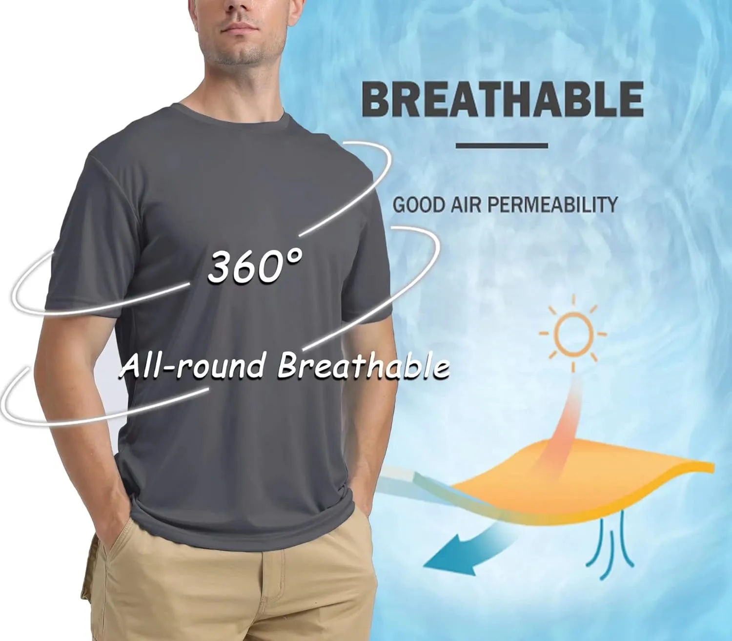 BIYLACLESEN Men's Sun Protection Short Sleeve T-Shirt UPF 50  Breathable Quick-Dry Performance Shirts Athletic Runing Top