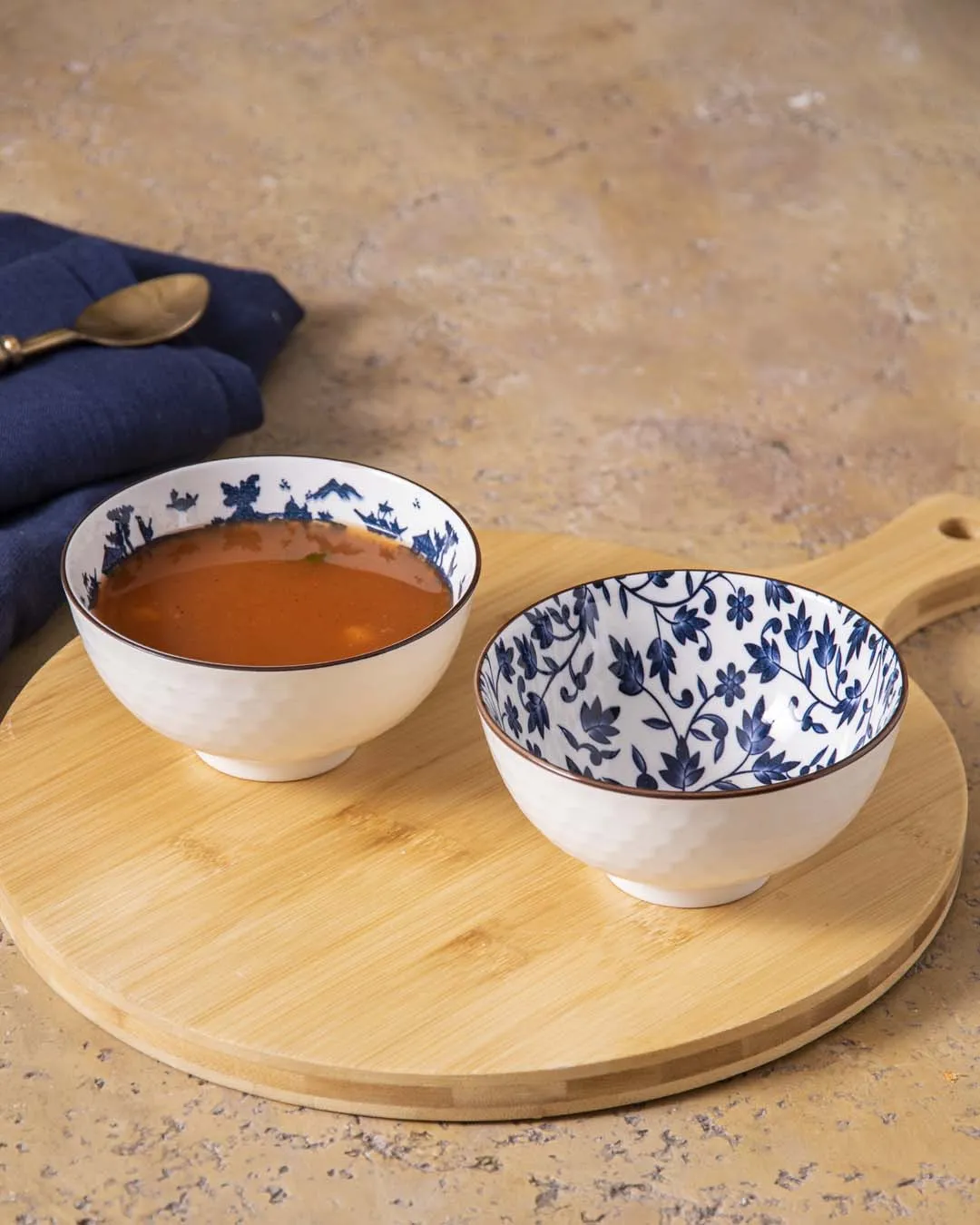 Blue & White Mingled Bowl - Set Of 2
