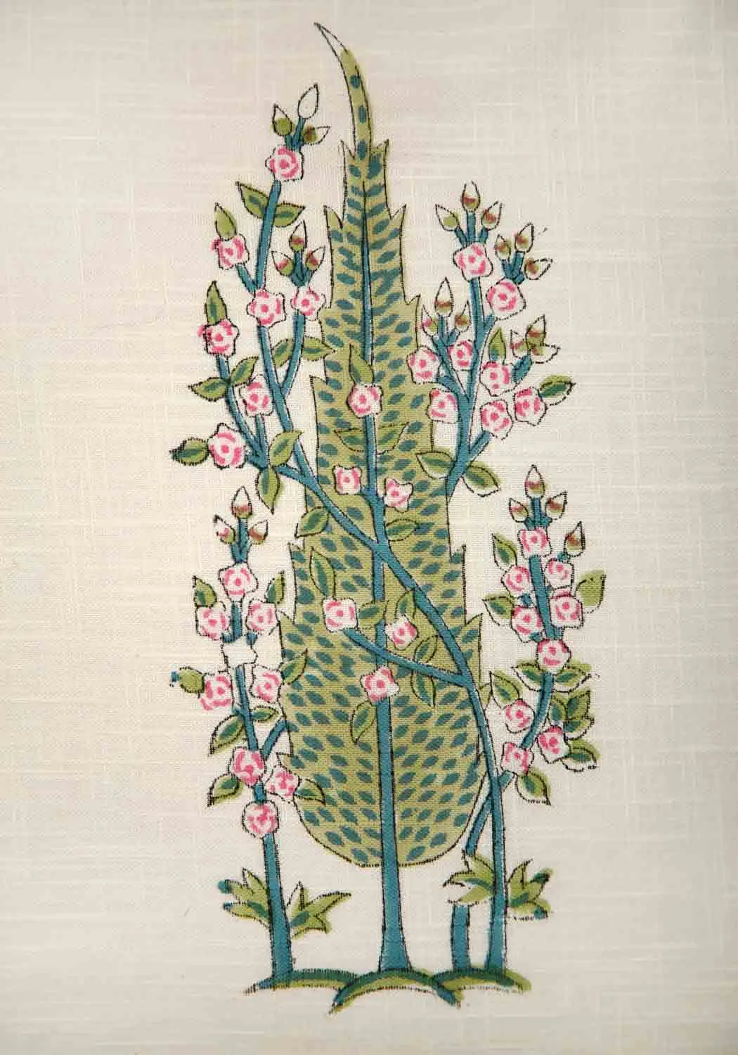 Bluebell Hand Block Print Cotton Cushion Cover