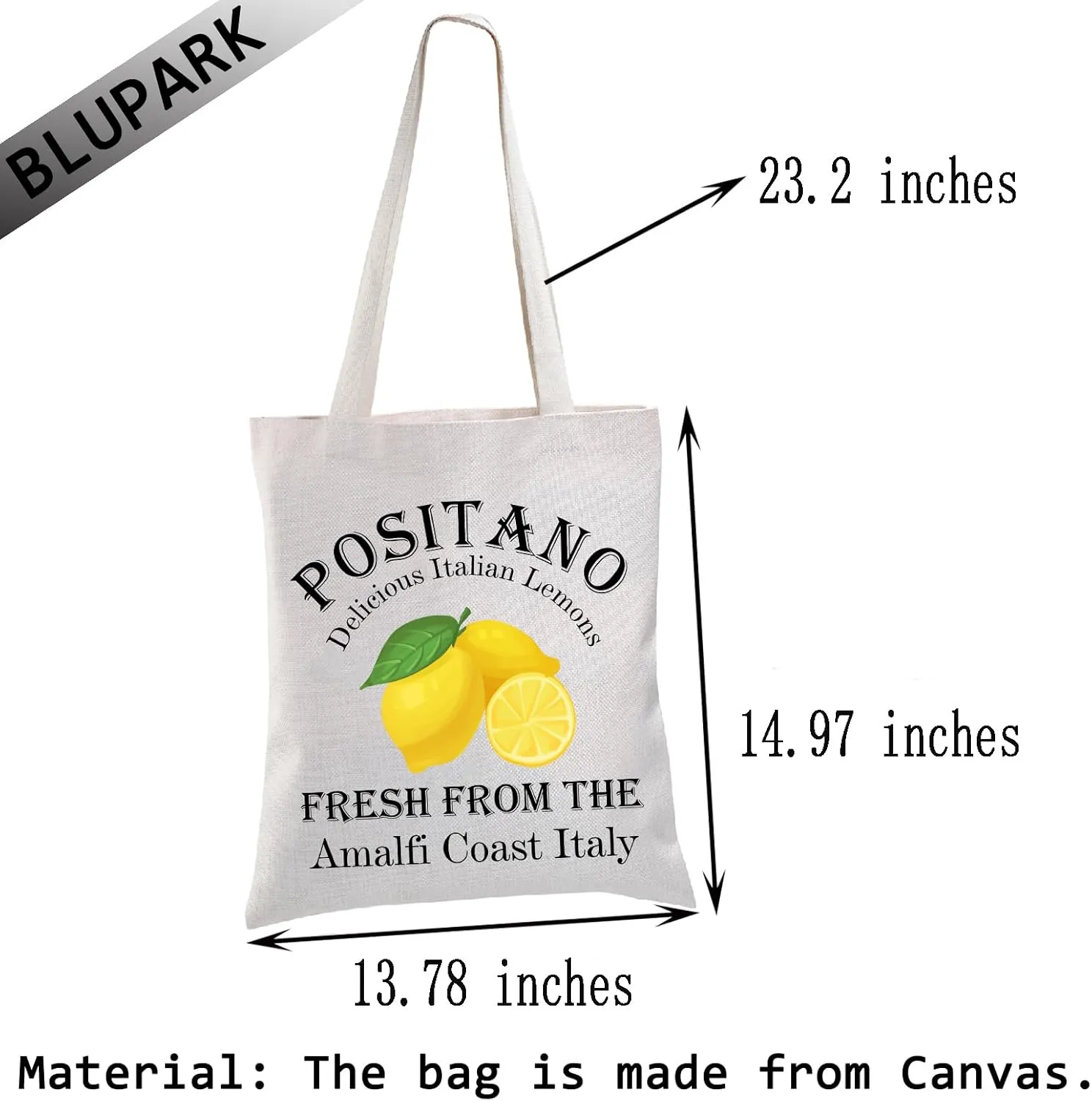 BLUPARK Italian Islands Tote Bag Positano Delicious Italian Lemons Fresh Shopping Bag Southern Italy Travel Gift