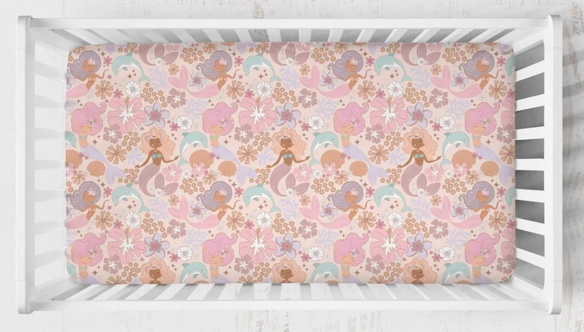 Boho Mermaids Nursery Starter Crib Bedding Set