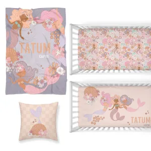 Boho Mermaids Nursery Starter Crib Bedding Set