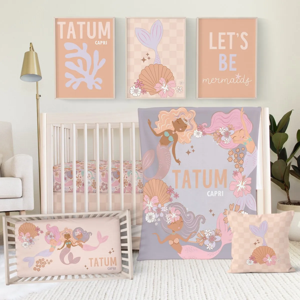 Boho Mermaids Nursery Starter Crib Bedding Set