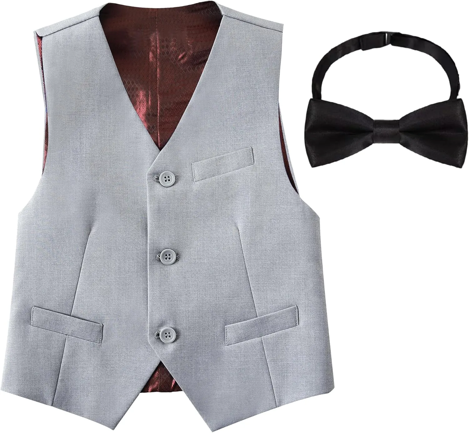 Boys Formal Suit Vest Set Slim Fit Wedding Prom Suit Vest V-Neck Tuxedo Vest Toddler Dressy Vests