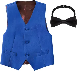 Boys Formal Suit Vest Set Slim Fit Wedding Prom Suit Vest V-Neck Tuxedo Vest Toddler Dressy Vests