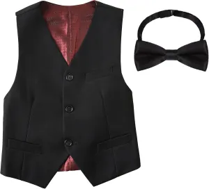 Boys Formal Suit Vest Set Slim Fit Wedding Prom Suit Vest V-Neck Tuxedo Vest Toddler Dressy Vests