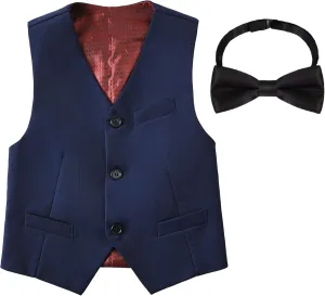 Boys Formal Suit Vest Set Slim Fit Wedding Prom Suit Vest V-Neck Tuxedo Vest Toddler Dressy Vests