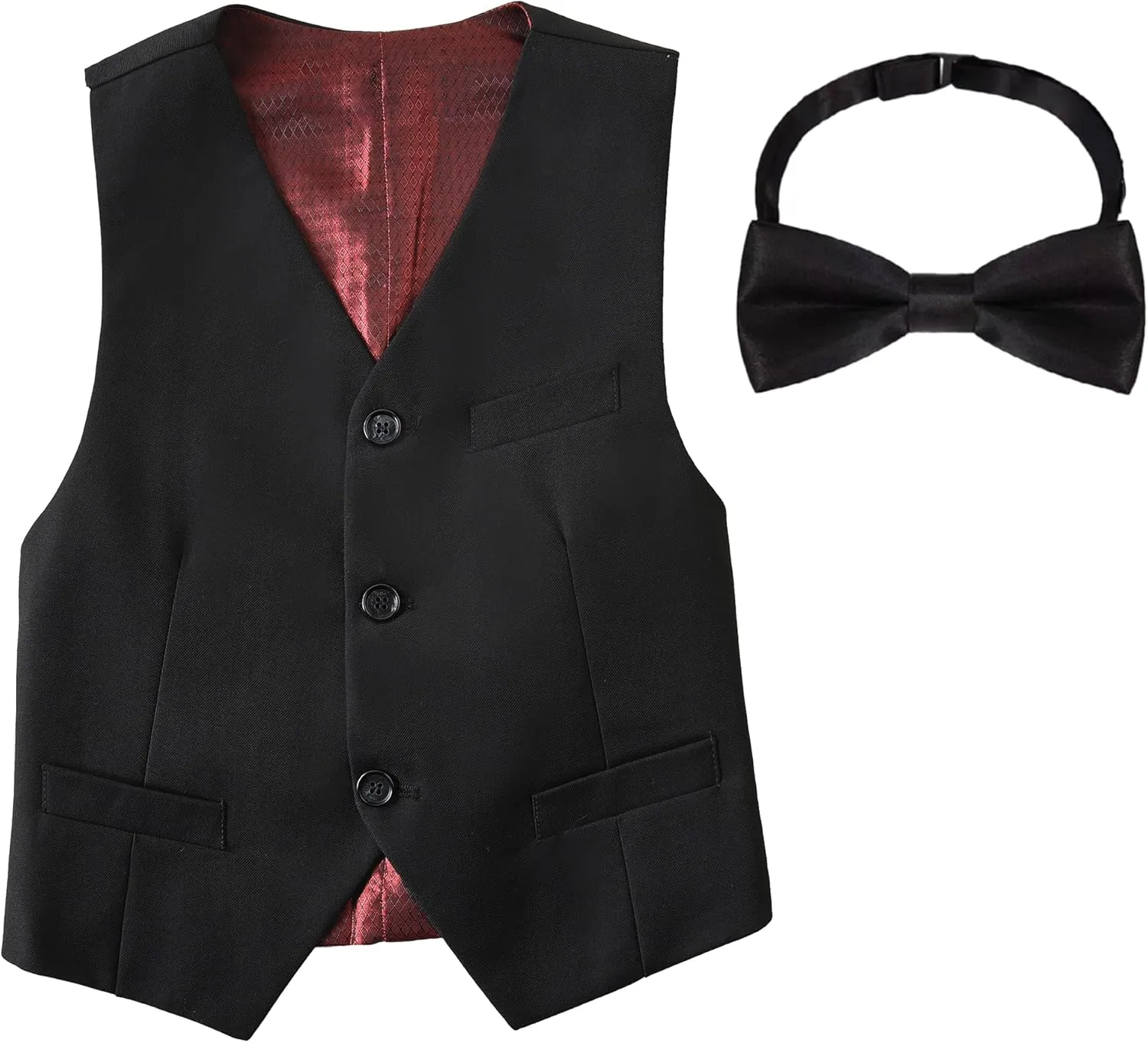 Boys Formal Suit Vest Set Slim Fit Wedding Prom Suit Vest V-Neck Tuxedo Vest Toddler Dressy Vests