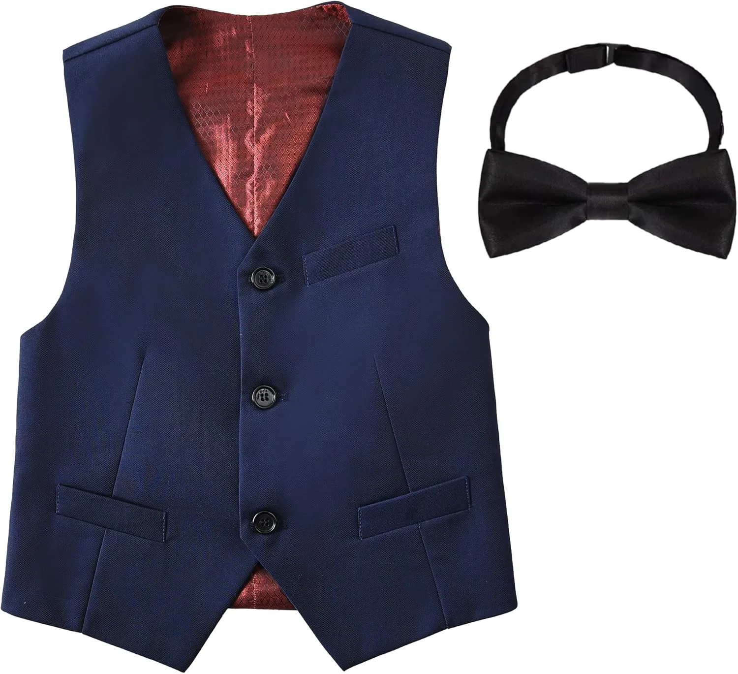 Boys Formal Suit Vest Set Slim Fit Wedding Prom Suit Vest V-Neck Tuxedo Vest Toddler Dressy Vests