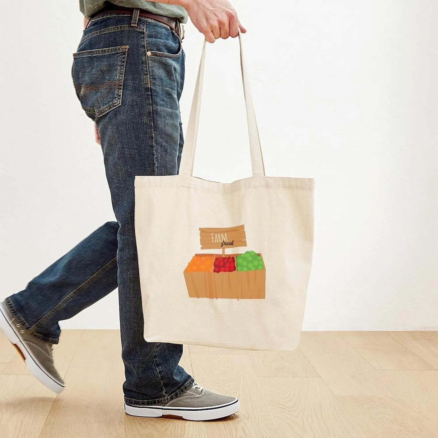 CafePress Farm Fresh Tote Bag Natural Canvas Tote Bag, Reusable Shopping Bag