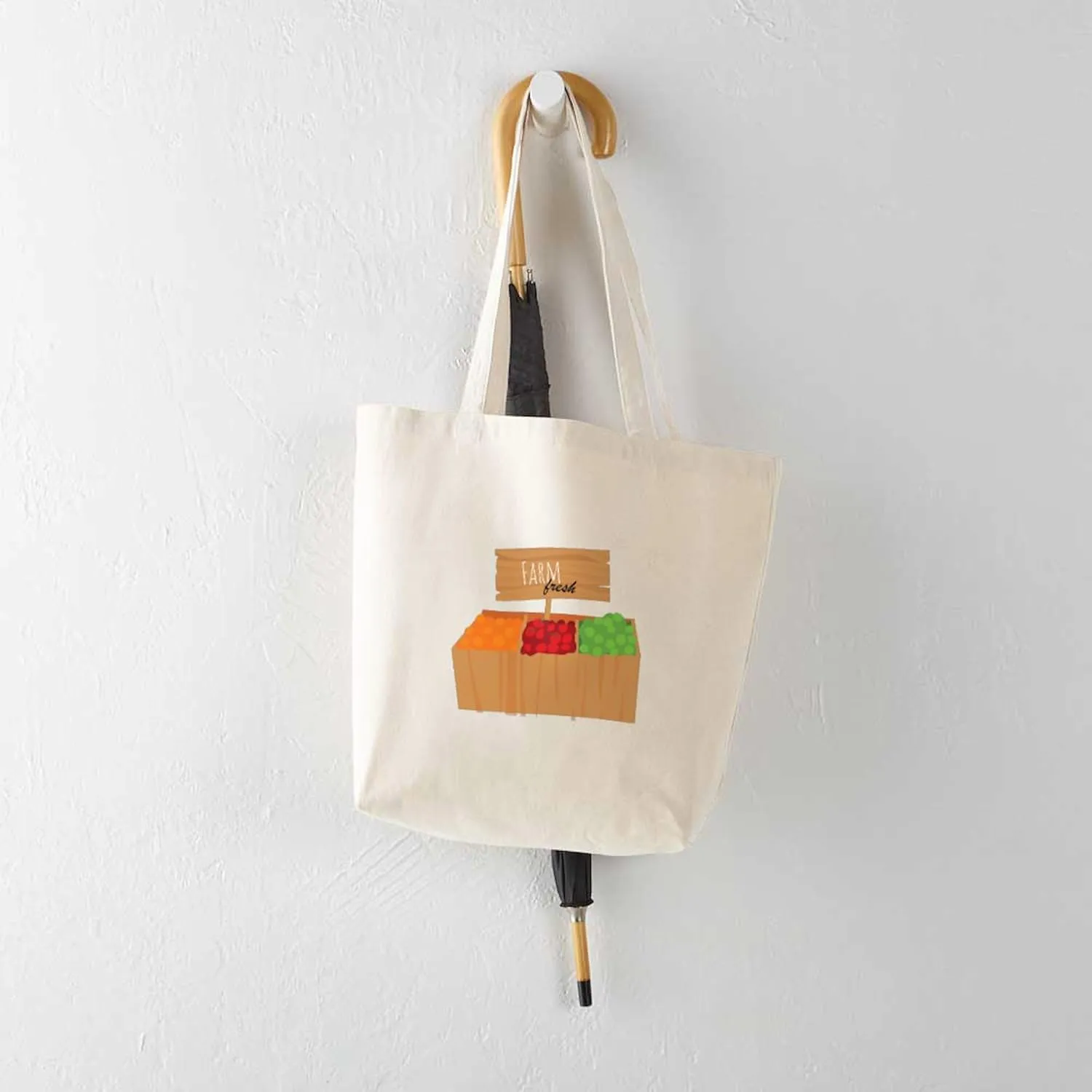 CafePress Farm Fresh Tote Bag Natural Canvas Tote Bag, Reusable Shopping Bag
