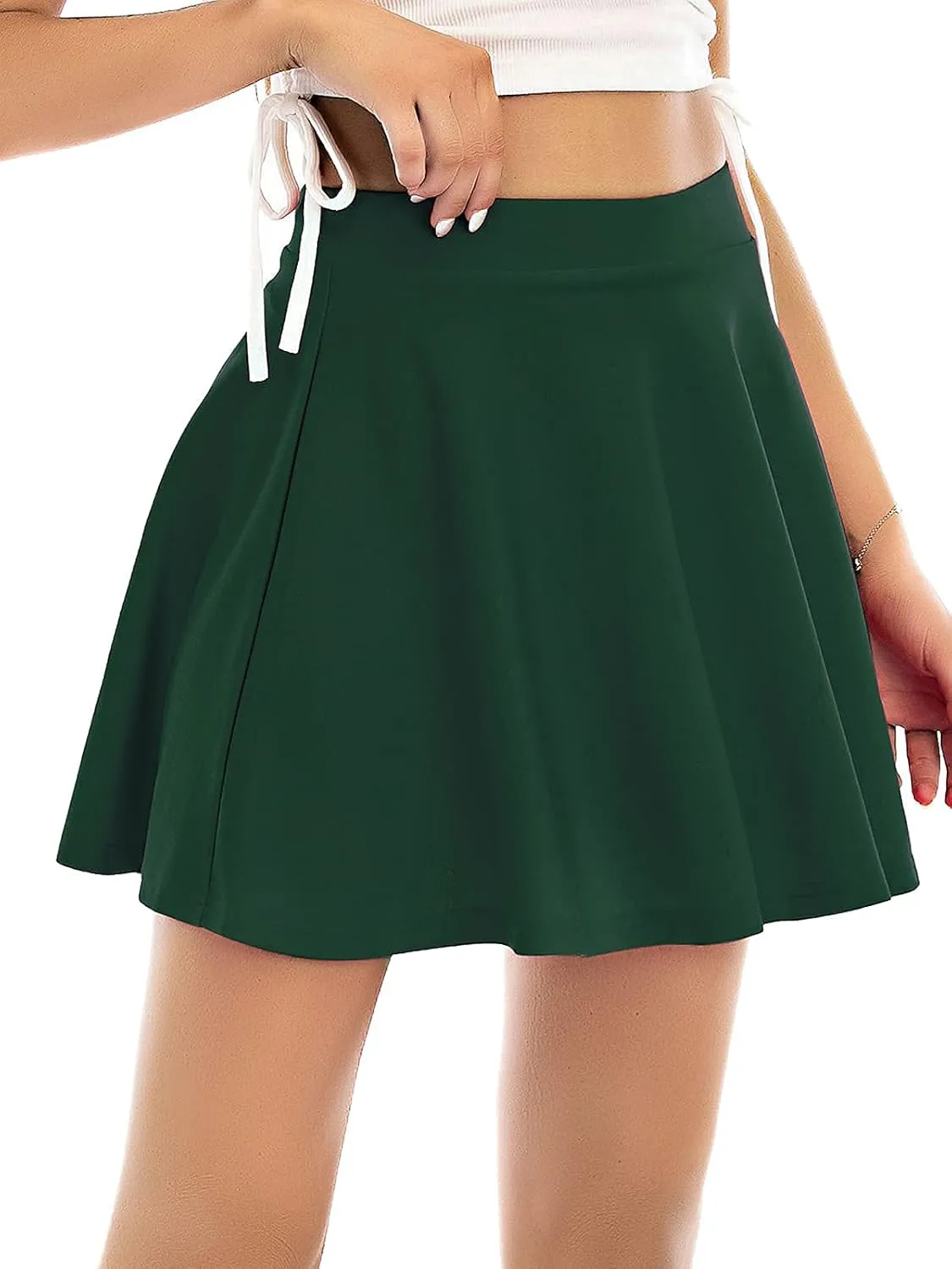 Century Star Women's Stretchy Flared Pleated Skater Skirt Tennis School Uniforms A Line Mini Short Skirt