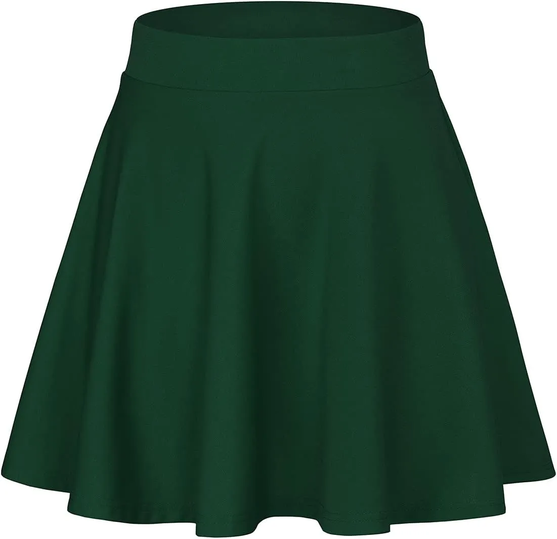 Century Star Women's Stretchy Flared Pleated Skater Skirt Tennis School Uniforms A Line Mini Short Skirt