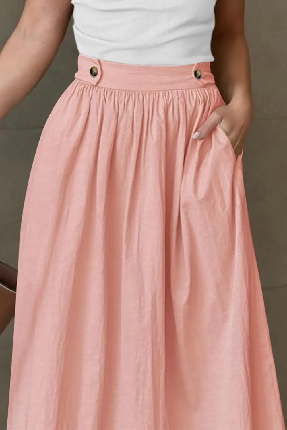 CFLONGE Women's 2025 Bohemian Long Skirts Flowy High Waist A Line Maxi Skirts for Women Summer Pleated Midi Skirt with Pocket